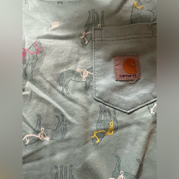 Carhartt short sleeve horse print romper, blue, size 6 months, NWT - Picture 3 of 5